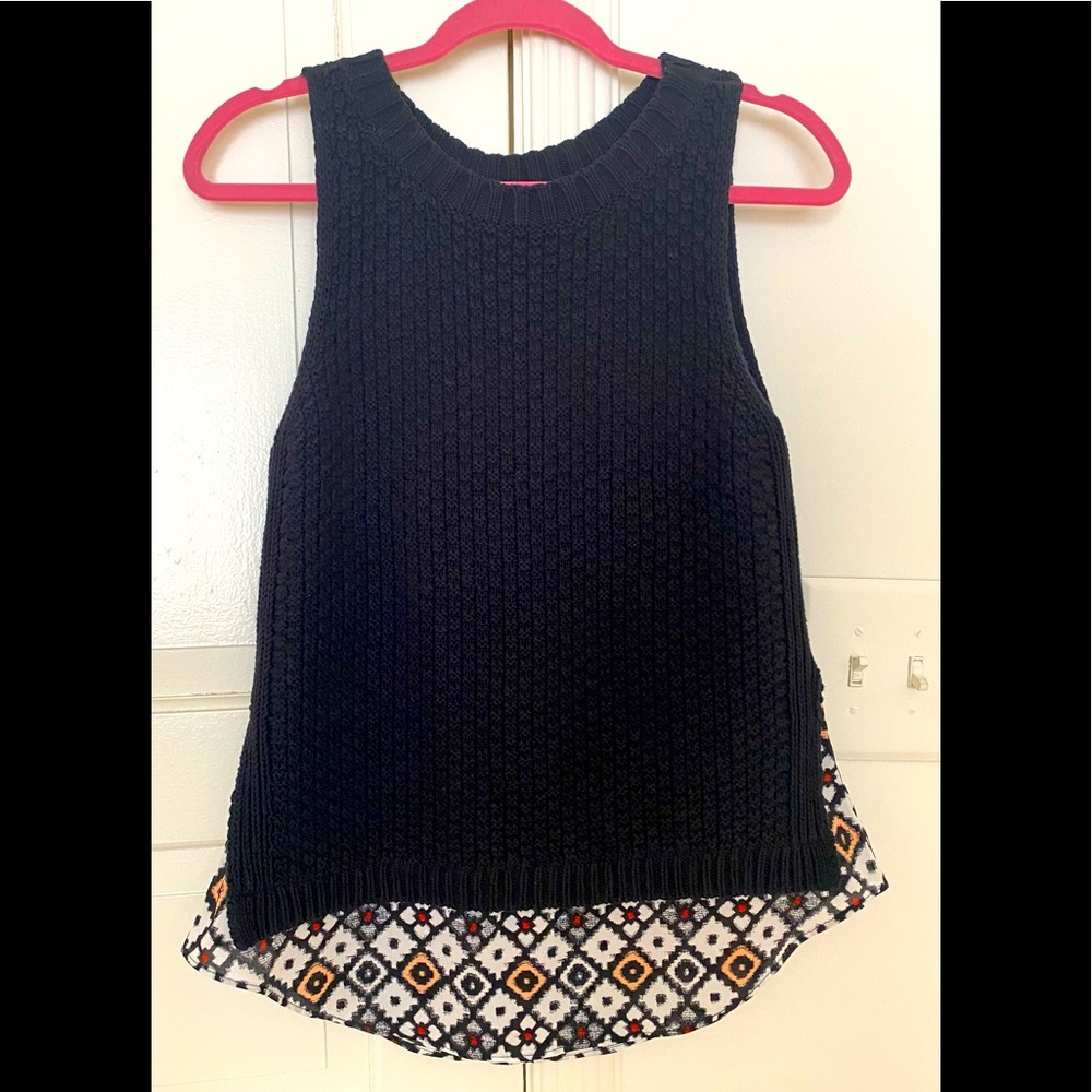Loft Black Layered Sweater Tank Top